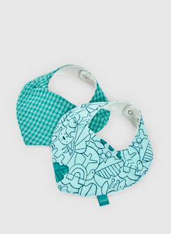 Puériculture-Lot de 2 bavoirs bandana coton pour bébé