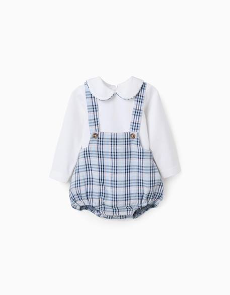 Bébé-Body en coton + combinaison à carreaux b&s