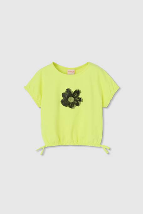 T-shirt fille en jersey élastique Vert 1 - vertbaudet enfant 