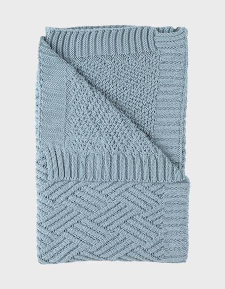 Couverture en tricot bio Bleu+Marron+Rose 6 - vertbaudet enfant 