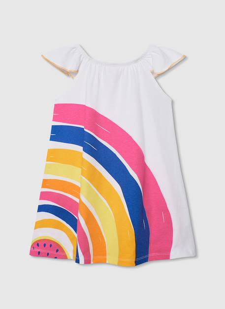 Robe en coton avec imprimé arc-en-ciel pour fille Blanc 2 - vertbaudet enfant 