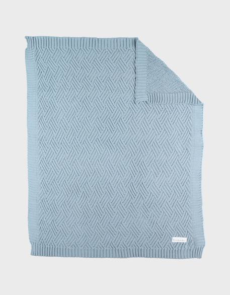 Couverture en tricot bio Bleu+Marron+Rose 2 - vertbaudet enfant 