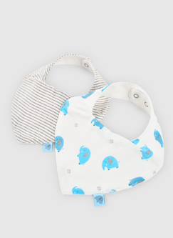 Puériculture-Lot de 2 bavoirs bandana coton pour bébé
