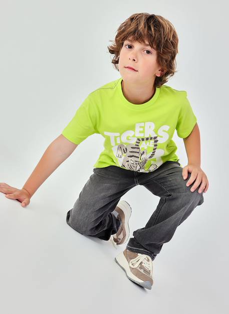 T-shirt coton imprimé tigre pour garçon Vert 1 - vertbaudet enfant 