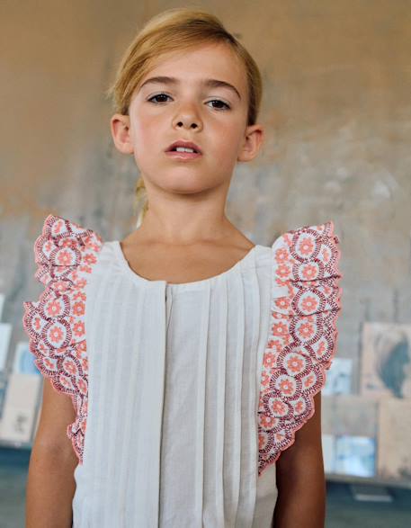 Combinaison en coton à jambes larges et volants Beige clair 4 - vertbaudet enfant 