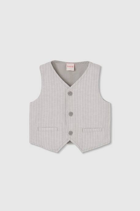 Garçon-Pull, gilet, sweat-Gilet-Gilet enfant en lin rayé