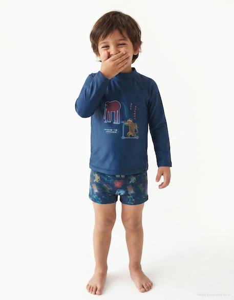 Ensemble de bain avec protection uv 40+ et motif Bleu foncé 1 - vertbaudet enfant 