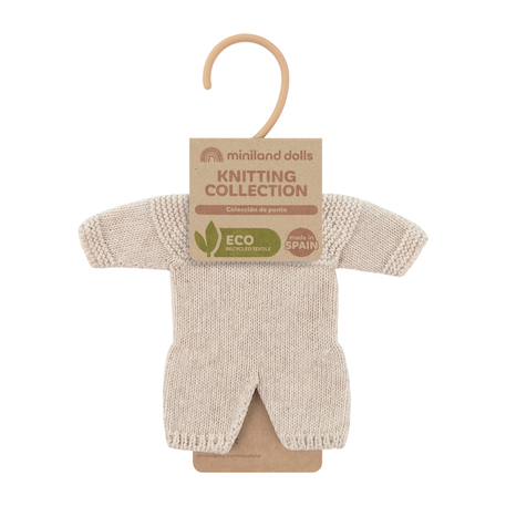 Pyjama en tricot couleur lin pour poupées de 21cm Beige 2 - vertbaudet enfant 
