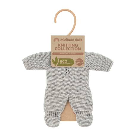 Pyjama en tricot gris pour poupées de 21cm Gris 4 - vertbaudet enfant 