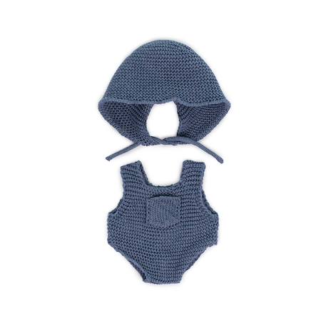 Ensemble tricoté 21cm - grenouillère et bonnet Bleu 1 - vertbaudet enfant 