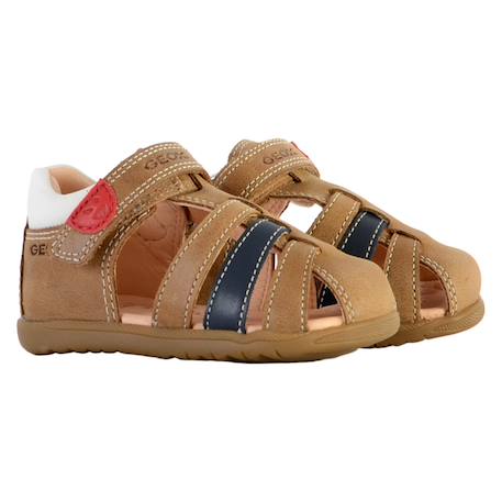 Sandales en cuir  à scratch Avio blanc+Caramel 9 - vertbaudet enfant 