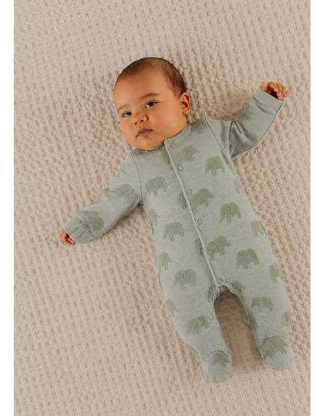 Pyjama bébé coton jacquard Vert 2 - vertbaudet enfant 