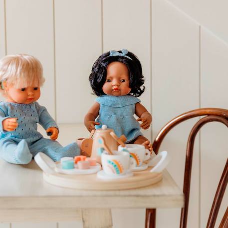 Ensemble tricoté 38cm - robe et bandeau Bleu 5 - vertbaudet enfant 