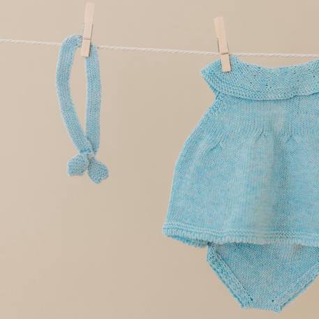 Ensemble tricoté 38cm - robe et bandeau Bleu 2 - vertbaudet enfant 