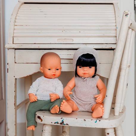 Ensemble tricoté 38cm - grenouillère et bonnet Gris 5 - vertbaudet enfant 