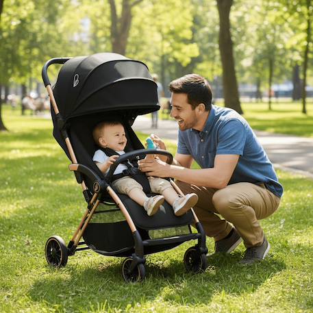 Poussette plis plas Beige+Noir dorée 8 - vertbaudet enfant 