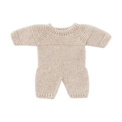Jouet-Poupons et poupées-Pyjama en tricot couleur lin pour poupées de 21cm
