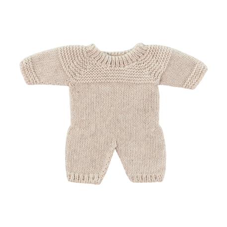 Pyjama en tricot couleur lin pour poupées de 21cm Beige 1 - vertbaudet enfant 