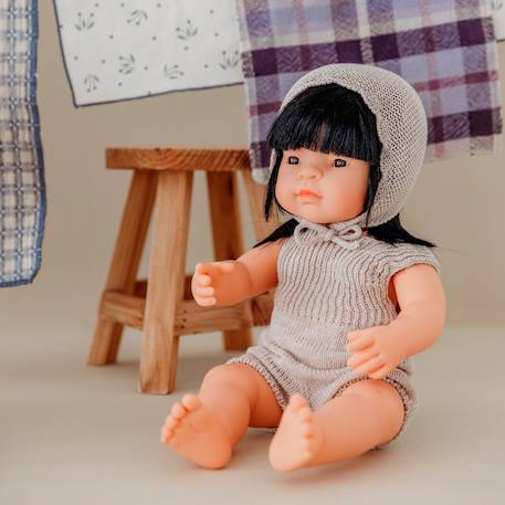 Ensemble tricoté 38cm - grenouillère et bonnet Gris 3 - vertbaudet enfant 