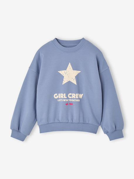 Sweat fille col rond manches longues bleu chambray+gris chiné 4 - vertbaudet enfant 