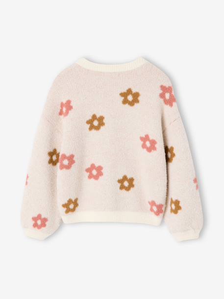 Gilet fille motif maille mousseuse chocolat+écru+marron+vert 5 - vertbaudet enfant 