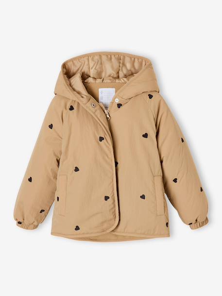 Doudoune légère fille brodée noisette+vert de gris 2 - vertbaudet enfant 