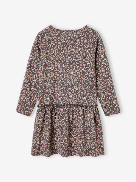 Robe imprimée fille manches longues anthracite+beige poudré+rose 2 - vertbaudet enfant 