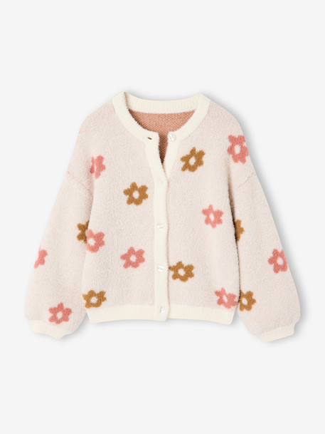Fille-Pull, gilet, sweat-Gilet-Gilet fille motif maille mousseuse