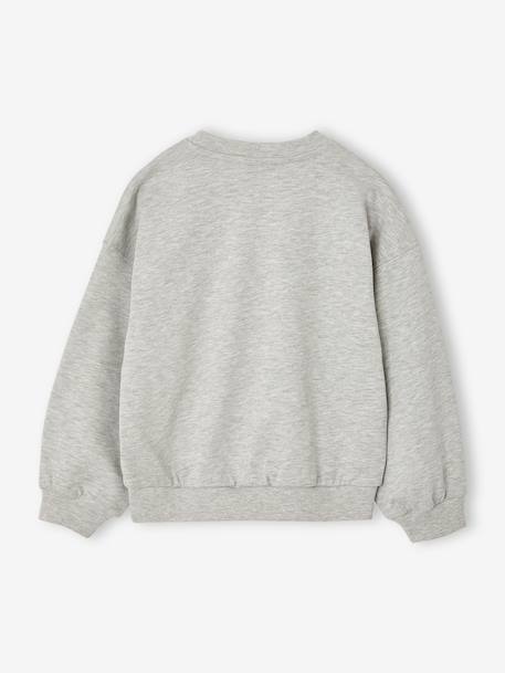 Sweat fille col rond manches longues bleu chambray+gris chiné 11 - vertbaudet enfant 