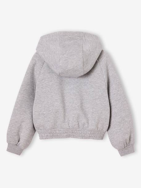 Sweat à capuche zippé fille gris chiné 2 - vertbaudet enfant 