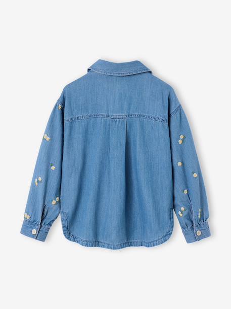 Chemise fille manches longues bleu jean 2 - vertbaudet enfant 