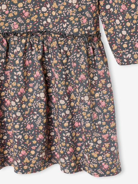 Robe imprimée fille manches longues anthracite+beige poudré+rose 3 - vertbaudet enfant 