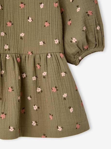 Robe courte fille écru+kaki 7 - vertbaudet enfant 
