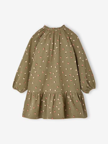 Robe courte fille écru+kaki 5 - vertbaudet enfant 
