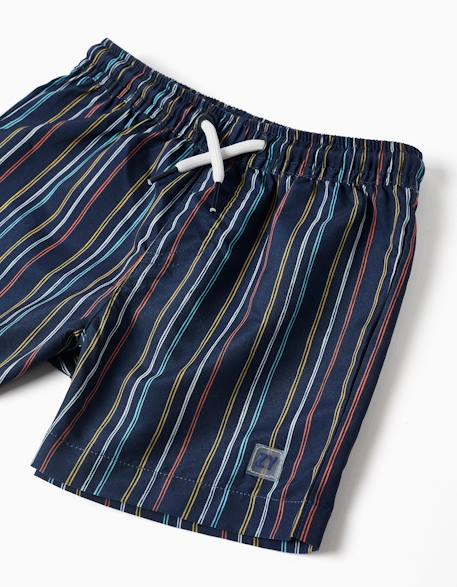 Short de bain à rayures avec cordon de serrage Bleu foncé 4 - vertbaudet enfant 
