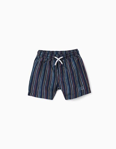 Short de bain à rayures avec cordon de serrage Bleu foncé 2 - vertbaudet enfant 