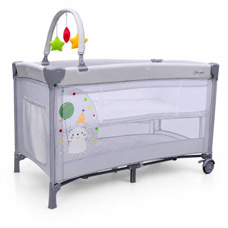 Lit parapluie double hauteur Complet Duo Hérisson Gris 1 - vertbaudet enfant 