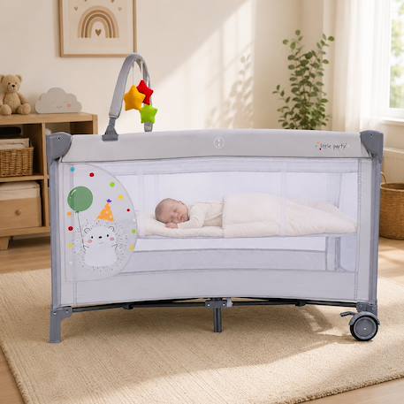 Lit parapluie double hauteur Complet Duo Hérisson Gris 2 - vertbaudet enfant 
