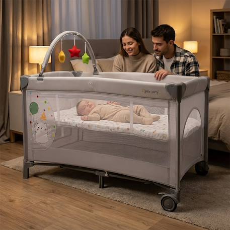 Lit parapluie double hauteur Complet Duo Hérisson Gris 5 - vertbaudet enfant 