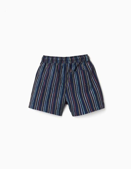 Short de bain à rayures avec cordon de serrage Bleu foncé 3 - vertbaudet enfant 