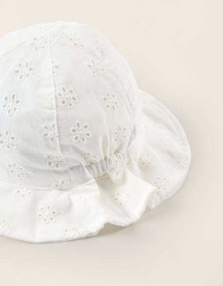Chapeau avec broderie anglaise Blanc 3 - vertbaudet enfant 