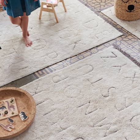 Tapis enfant lavable en coton rugcycled abc Naturel+Naturel, olive 6 - vertbaudet enfant 