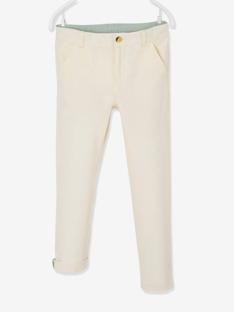 Pantalon chino garçon en coton/lin beige clair+bleu+marine foncé+vert sauge 1 - vertbaudet enfant 