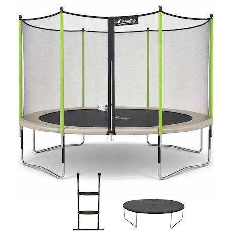 Trampoline jardin ø 430?cm + filet + échelle + bâche - jumpi 430 - taupe/vert Taupe 1 - vertbaudet enfant 