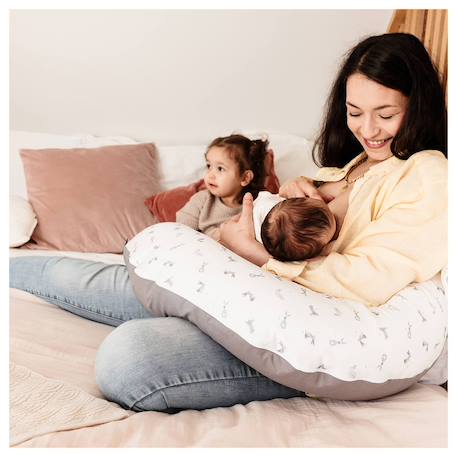 Coussin d'allaitement et de grossesse 3en1 multirelax Gris chiné lapins+Lapins 8 - vertbaudet enfant 