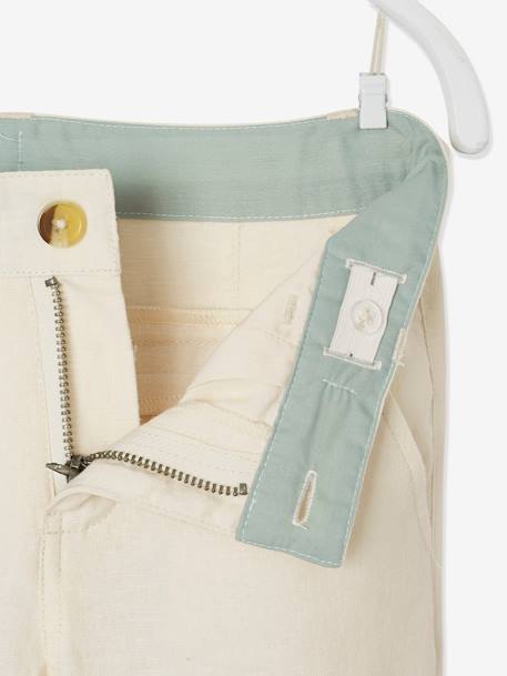 Pantalon chino garçon en coton/lin beige clair+bleu+marine foncé 4 - vertbaudet enfant 