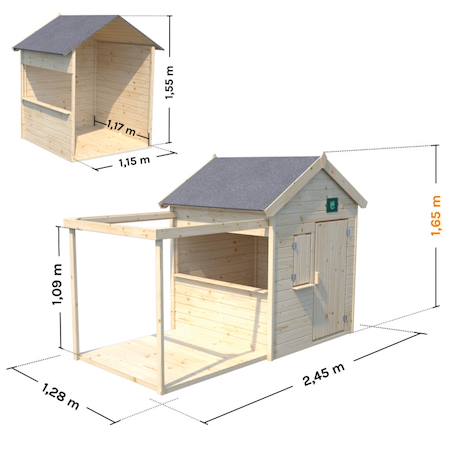 Cabane bois enfant avec pergola et comptoir epicerie Beige 5 - vertbaudet enfant 