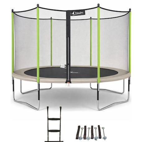 Trampoline jardin ø 360?cm + échelle + kit d'ancrage - jumpi 360 - taupe/vert Taupe 1 - vertbaudet enfant 