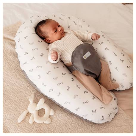 Coussin d'allaitement et de grossesse 3en1 multirelax Gris chiné lapins+Lapins 10 - vertbaudet enfant 