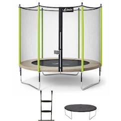 Trampoline jardin ø 300?cm + filet + échelle + bâche - jumpi 300 - taupe/vert  - vertbaudet enfant